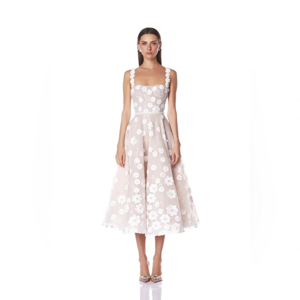 NWOT BRONX AND BANCO Mademoiselle Embroidered White Floral Midi Bridal Dress - Picture 1 of 16